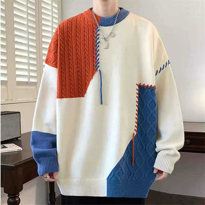 Bequemer Patchwork Pullover