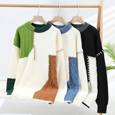 Bequemer Patchwork Pullover